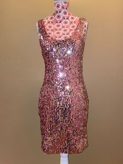 Josh & Jazz Pink Size 2 Swoop Sequined Mini Cocktail Dress on Queenly
