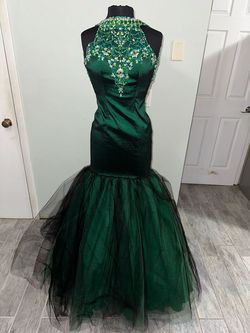 MoriLee Green Size 4 High Neck Custom Mori Lee Pageant Mermaid Dress on Queenly
