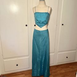 Dave and Johnny Blue Size 6 Side Slit Straight Dress on Queenly