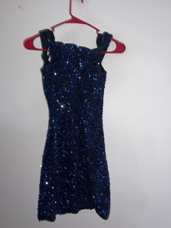Jovani Blue Size 4 Plunge Jersey Pageant Cocktail Dress on Queenly