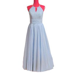 Style Bonnie A-Line Runched Chiffon Formal Azazie Blue Size 4 Military Bridesmaid A-line Dress on Queenly