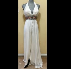 Mac Duggal White Size 4 Pageant Prom Bachelorette Jumpsuit Dress on Queenly