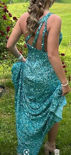 Sherri Hill Blue Size 2 Mermaid Pageant Prom Side slit Dress on Queenly