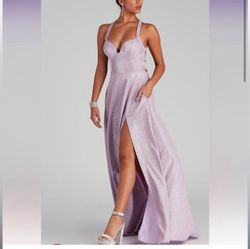 Windsor Purple Size 8 Floor Length Side slit Dress on Queenly