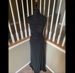La Femme Black Size 4 High Neck Floor Length A-line Dress on Queenly