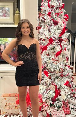 Sherri Hill Black Size 2 Mini Sheer Cocktail Dress on Queenly