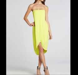 BCBG Yellow Size 2 High Low Jersey Strapless Cocktail Dress on Queenly