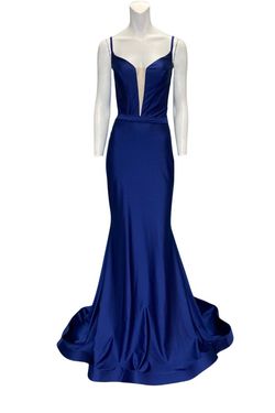 Style 851 Jessica Angel Blue Size 8 Black Tie Floor Length Straight Dress on Queenly