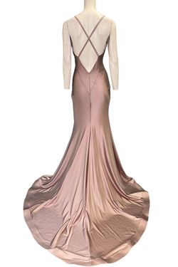 Style 510 Jessica Angel Pink Size 4 Rose Gold Plunge V Neck Side slit Dress on Queenly