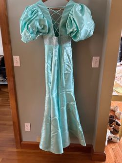 Ashley Lauren Blue Size 0 Free Shipping Jersey Pageant Mermaid Dress on Queenly