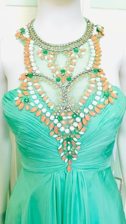 Style 7196 Rachel Allan Light Green Size 4 Prom 50 Off Floor Length A-line Dress on Queenly