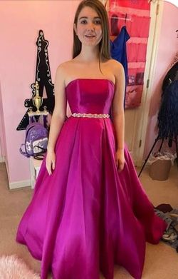Jovani Pink Size 4 Belt Jersey Pageant A-line Dress on Queenly