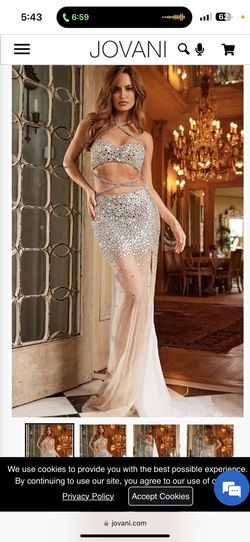 Style ListJovani Nude Silver Embellished Illusion Prom Dress - 24147 Jovani Nude Size 4 Prom Side slit Dress on Queenly