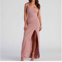 Windsor Pink Size 0 One Shoulder Side slit Dress on Queenly