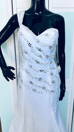 Style 7741 Jasmine White Size 4 One Shoulder 50 Off 7741 Jewelled Mermaid Dress on Queenly
