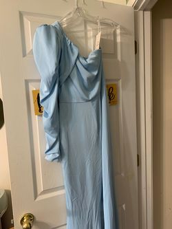 Ava Presley Blue Size 4 Floor Length One Shoulder Tall Height Jumpsuit Dress on Queenly