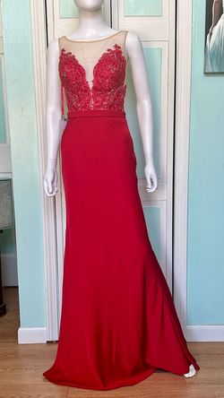 Style 18-663 Madison James Red Size 4 Prom Floor Length A-line Dress on Queenly