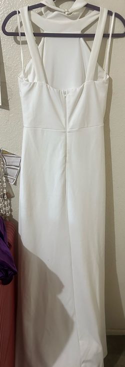 Style SYM1959WD Windsor White Size 8 Medium Height Pageant Floor Length High Neck Mermaid Dress on Queenly