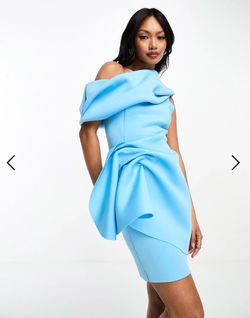 Asos Design Blue Size 4 One Shoulder Mini Cocktail Dress on Queenly