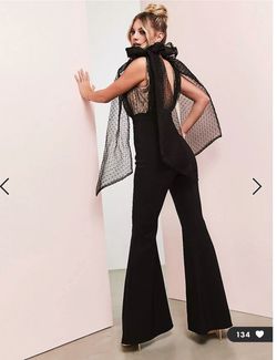 Asos Luxe Black Size 4 Plunge Floor Length Jumpsuit Dress on Queenly