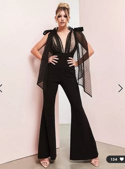 Asos Luxe Black Size 4 Floor Length Nightclub Jumpsuit Dress on Queenly