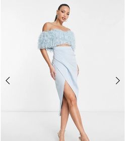 Asos design Blue Size 2 Prom Midi Gala Cocktail Dress on Queenly