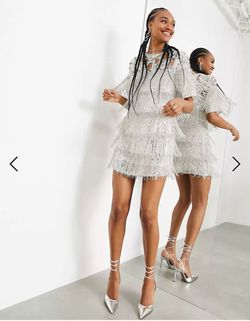 Asos Edition Silver Size 2 Nightclub Mini Square Neck Cocktail Dress on Queenly