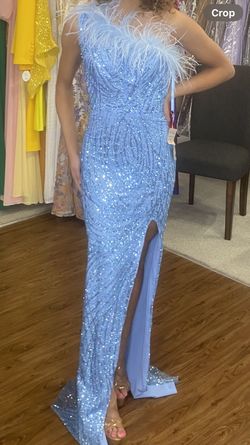 Portia and Scarlett Blue Size 0 Feather Side slit Dress on Queenly