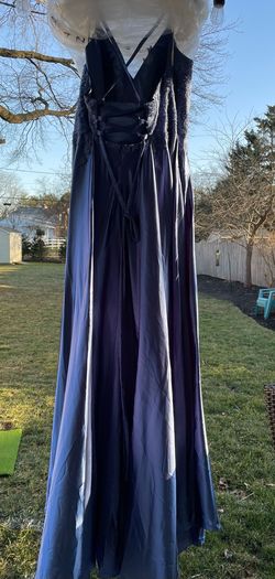 Style 9533 Faviana Blue Size 16 Jersey Plus Size Prom A-line Dress on Queenly