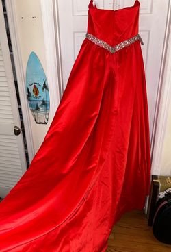 Style 1059 Malia Rose Red Size 16 Train Strapless Military Jersey 1059 A-line Dress on Queenly