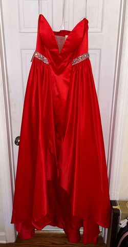 Style 1059 Malia Rose Red Size 16 Train Strapless Military Jersey 1059 A-line Dress on Queenly