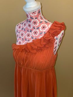 Poly USA Orange Size 4 One Shoulder Ruffles Cocktail Dress on Queenly
