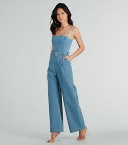 Style 06602-0500 Windsor Blue Size 12 Jersey Fitted Plus Size Spaghetti Strap Jumpsuit Dress on Queenly