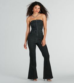 Style 06602-0473 Windsor Black Size 4 Pockets Sorority Jersey Jumpsuit Dress on Queenly