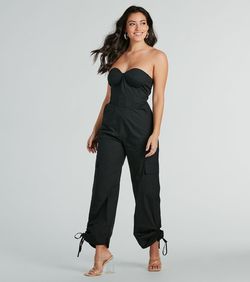 Style 06302-0809 Windsor Black Size 4 Tall Height Jersey Sorority Floor Length Jumpsuit Dress on Queenly