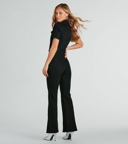 Style 06602-0471 Windsor Black Size 4 Pockets Jersey High Neck Jumpsuit Dress on Queenly