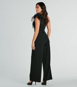 Style 06502-2413 Windsor Black Size 0 One Shoulder Wednesday Jumpsuit Dress on Queenly