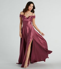 Style 05002-8016 Windsor Pink Size 2 Mini Satin Tall Height Side slit Dress on Queenly