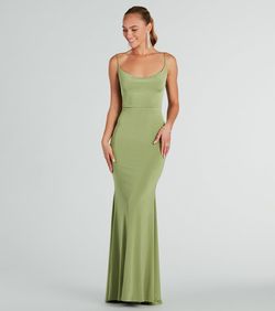 Style 05002-7819 Windsor Brown Size 4 Wedding Guest Tall Height Spaghetti Strap Mermaid Dress on Queenly