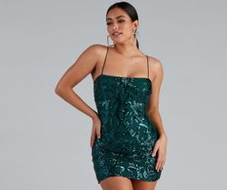Style 05101-1191 Windsor Green Size 12 Sheer Mini Party Mermaid Dress on Queenly