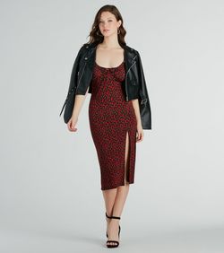Style 05102-5485 Windsor Black Size 4 Floor Length Spaghetti Strap Print Side slit Dress on Queenly