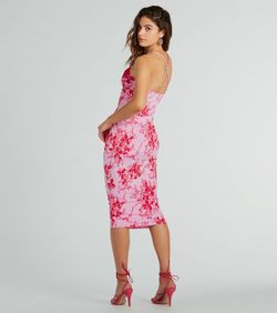 Style 05101-2913 Windsor Pink Size 8 Print V Neck Cocktail Dress on Queenly