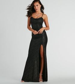Style 05002-8204 Windsor Black Size 16 Sweet 16 Mermaid Side slit Dress on Queenly