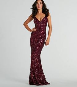 Style 05002-8038 Windsor Purple Size 0 Pattern 05002-8038 Floor Length Spaghetti Strap Mermaid Dress on Queenly