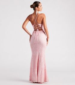 Style 05002-8038 Windsor Purple Size 8 Bridesmaid Pattern Floor Length Mermaid Dress on Queenly
