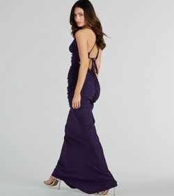 Style 05002-8314 Windsor Purple Size 4 V Neck Backless Spaghetti Strap Mermaid Dress on Queenly