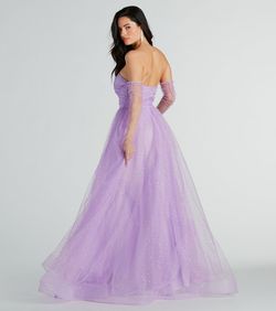 Style 05004-0206 Windsor Purple Size 4 Floor Length Tulle 05004-0206 Straight Dress on Queenly