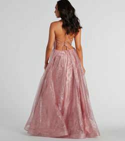 Style 05005-0133 Windsor Pink Size 8 Quinceanera Floor Length Corset Sheer Straight Dress on Queenly