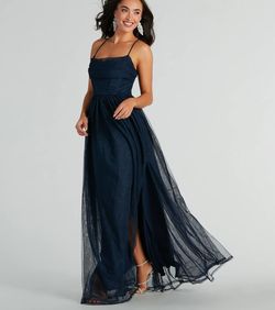 Style 05004-0208 Windsor Blue Size 2 Prom Floor Length A-line Straight Dress on Queenly