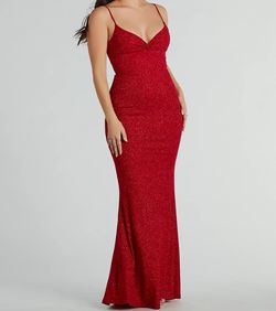 Style 05002-8433 Windsor Red Size 0 Party Wedding Guest Sweetheart Spaghetti Strap Jersey Mermaid Dress on Queenly